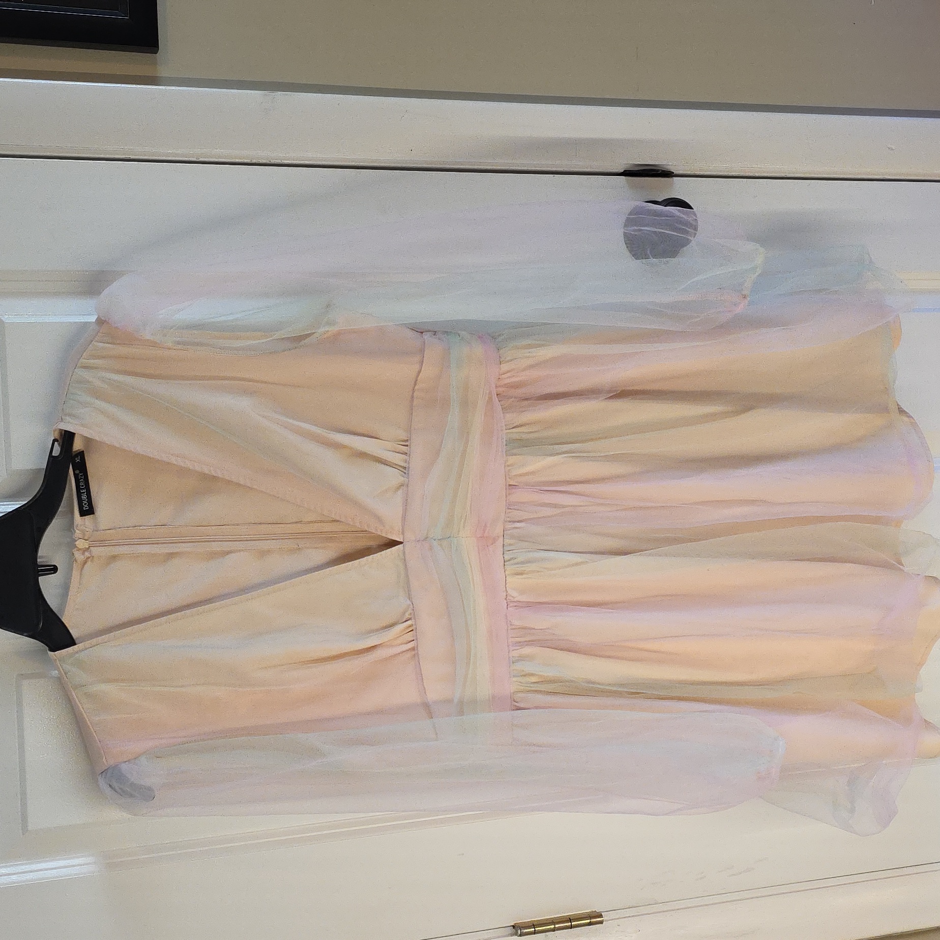 Elegant Pastel Dress With Sheer Sleeves